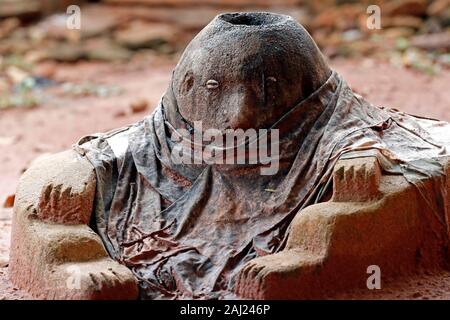 Legba Voodoo protection outside a house, Togoville, Togo, West Africa, Africa Stock Photo