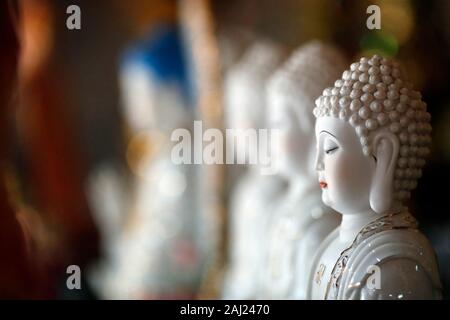 Row of Buddha statues in a Buddhist temple, Ho Chi Minh City, Vietnam, Indochina, Southeast Asia, Asia