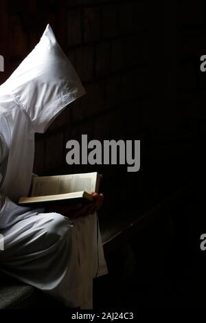 Monk reading the Bible, Cistercian Abbey, Our Lady of My Ca, Vietnam, Indochina, Southeast Asia, Asia Stock Photo