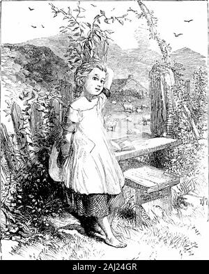 Child life: a collection of poems . again, Neath the morning skies,In the little childish heart below,All the sweetness seemed to grow and grow,And shine out in happy overflow. From her blue, bright eyes. By her snow-white cot at close of day.Knelt sweet Bell, with folded palms to pray: Very calm and clearRose the praying voice to where, unseen,In blue heaven, an angel shape serene Paused awhile to hear. What good child is this, the angel said, That, with happy heart, ))eside her bed Prays so lovingly ? Low and soft, oh ! very low and soft,Crooned the blackbird in the orchard croft, Bell, dear Stock Photo