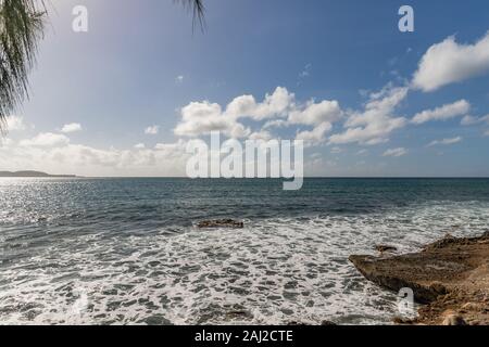 Rolling waves and shore line in Sainte-Luce, Martinique, France Stock Photo