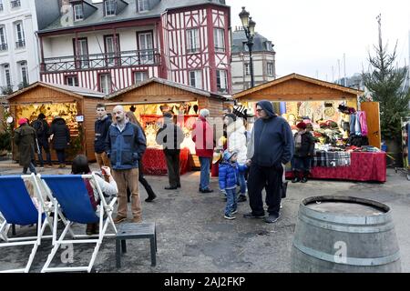 Christmas market in Honfleur - Calvados - France Stock Photo