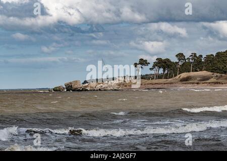 Stormy day in Baltic sea at Liepaja fortress, Latvia. Stock Photo