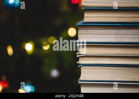 The book on bokeh background. Christmas atmosphere Stock Photo