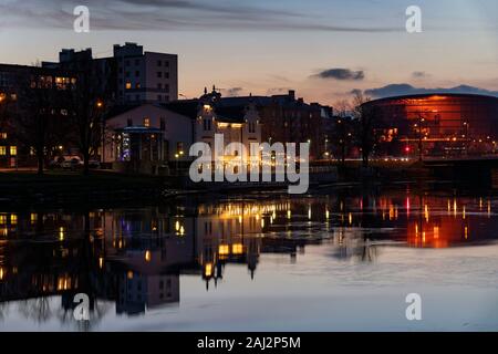 Evening time in Liepaja city center, Latvia. Stock Photo