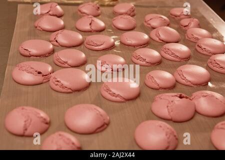 French macaroon cake macaroons as a shell with raspberry pearl Stock ...