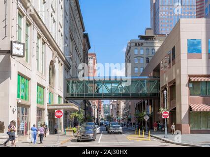 View down Penn Avenue in downtown Pittsburgh, Pennsylvania, USA Stock Photo