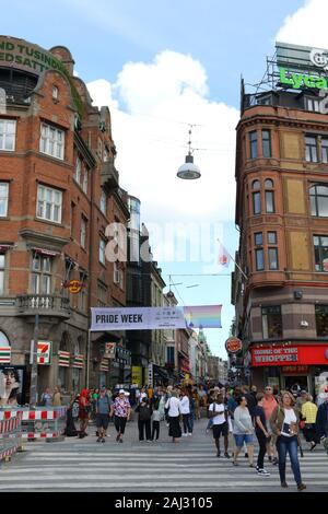View of Strøget-pedestrian, car free shopping area. This popular ...