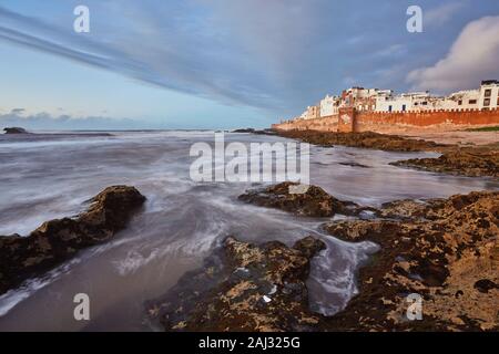 Amazing panoramic view of Essaouira Ramparts aerial in Essaouira, Morocco Stock Photo