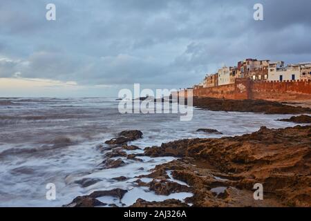 Amazing panoramic view of Essaouira Ramparts aerial in Essaouira, Morocco Stock Photo