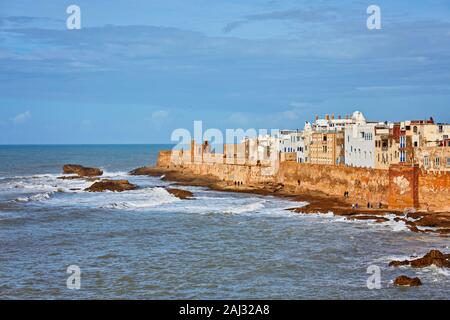 Amazing panoramic view of Essaouira Ramparts aerial in Essaouira, Morocco Stock Photo