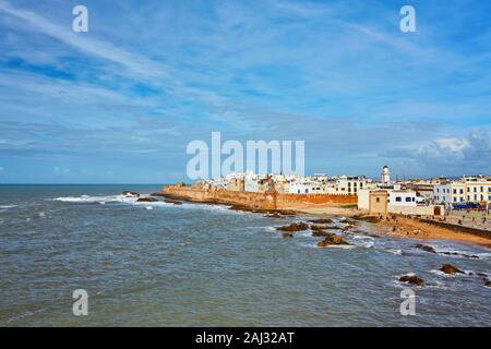 Amazing panoramic view of Essaouira Ramparts aerial in Essaouira, Morocco Stock Photo