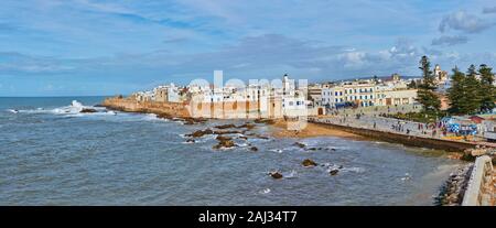 Amazing panoramic view of Essaouira Ramparts aerial in Essaouira, Morocco Stock Photo