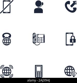 bundle of phone set icons Stock Vector