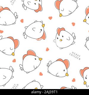 Seamless pattern kids with cute chicks in the white backdrop.Creative pattern texture for fabric, wrapping, textile, wallpaper, apparel. Stock Vector