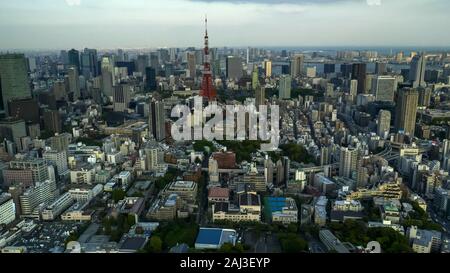 afternoon shot of tokyo tower from the mori tower in tokyo Stock Photo