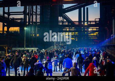 Ice rink at the Zollverein coking plant, Zollverein World Heritage Site, Essen, Germany, Stock Photo