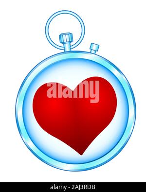 Illustration of the valentine's day abstract heart on a stopwatch icon Stock Vector