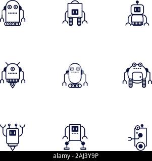 bundle of robots cyborg set icons Stock Vector