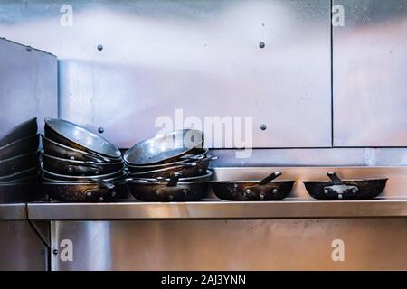 Stainless hotel pans on food warmers with various meals. Roasted meat  pieces with vegetable. Self-service buffet table. Celebration, party,  wedding Stock Photo - Alamy