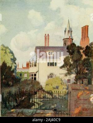 Cambridge and its history : with sixteen illustrations in colour by Maxwell Armfield, and sixteen other illustrations . ted, and Edward IVsQueen, Elizabeth Woodville, was induced to lend hername to the society as its patroness and co-foundress ;and, since the apostrophe has taken a place in Englishtypography, it has become the fashion to mark thepossessive dual by spelling the name of the college Queens. But it does not appear that either royal ladycontributed to its endowment. Poor and straitenedit was for the first half-century of its existence. Butit was not hampered by the architectural en