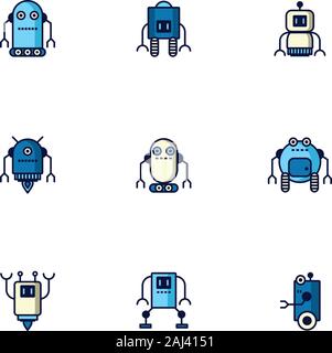 bundle of robots cyborg set icons Stock Vector