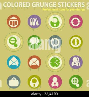 office colored grunge icons Stock Vector