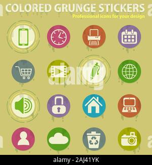 blog colored grunge icons Stock Vector