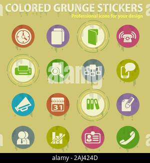 Business colored grunge icons Stock Vector