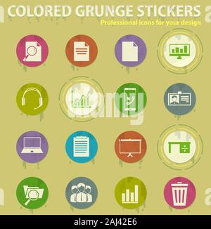Office colored grunge icons Stock Vector