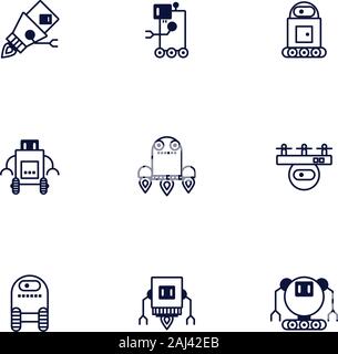 bundle of robots cyborg set icons Stock Vector