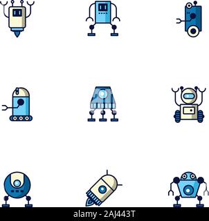 bundle of robots cyborg set icons Stock Vector