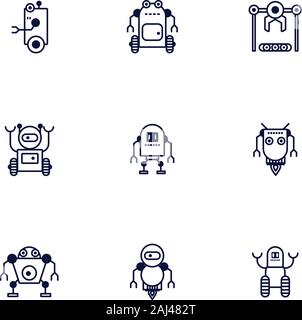 bundle of robots cyborg set icons Stock Vector