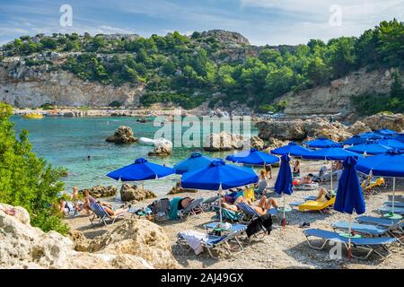 Beautiful day at Anthony Quinn Bay near Faliraki on the Island of Rhodes Rodos Greece Europe Stock Photo