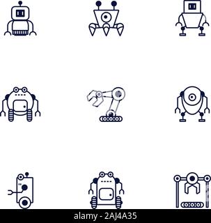 bundle of robots cyborg set icons Stock Vector