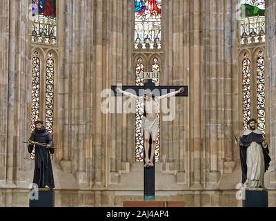 Inside monastery Batalha with a famous church and exhibition in the Centro region of Portugal Stock Photo