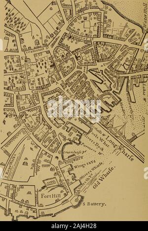 Annals of King's Chapel from the Puritan age of New England to the present day . MAP OF 1722, SHOWING KINGS CHAPEL. CHAPTER VIII. THE CONTROVERSY WAXES. CHRIST CHURCH. Stock Photo