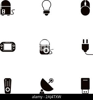 bundle of electronics devices icons Stock Vector