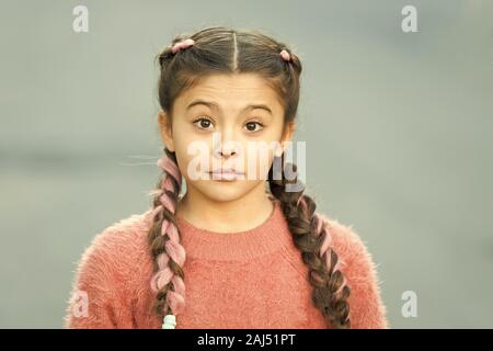 Fancy Look Braided Cutie Little Girl With Cute Braids Close Up