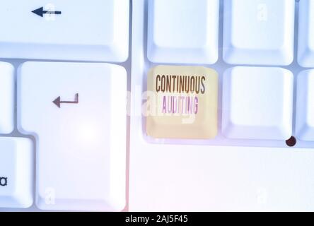 Word writing text Continuous Auditing. Business photo showcasing Internal process that examines accounting practices Stock Photo