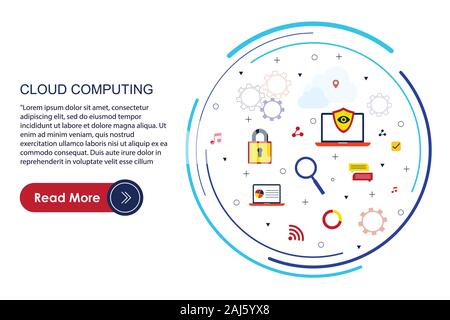 Cloud computing or storage isometric vector illustration. 3d hosting servers or datacenter background. IT network or mainframe infrastructure website Stock Photo