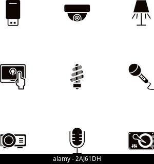 bundle of electronics devices icons Stock Vector
