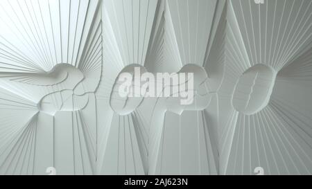 Happiness for the New Year 2020 lettering made by modern abstract cracked wall 3d illustration. Modern architecture panel concept. Stock Photo