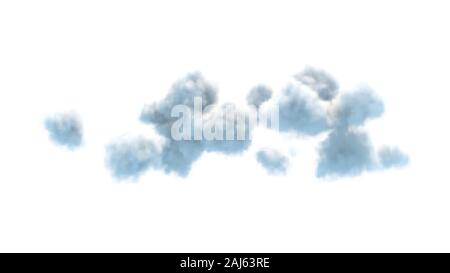group of fluffy clouds isolated on white background 3d illustration. Stock Photo