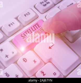 Text sign showing Satellite Navigation. Business photo text system providing autonomous geospatial positioning Stock Photo