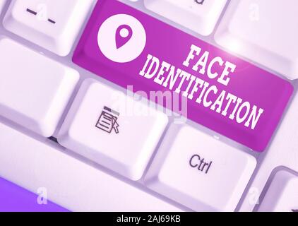 Writing note showing Face Identification. Business concept for analyzing patterns based on the demonstrating s is facial contours Stock Photo