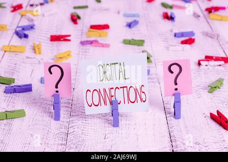 Text sign showing Digital Connections. Business photo showcasing the online way to explore and build relationships Scribbled and crumbling sheet with Stock Photo