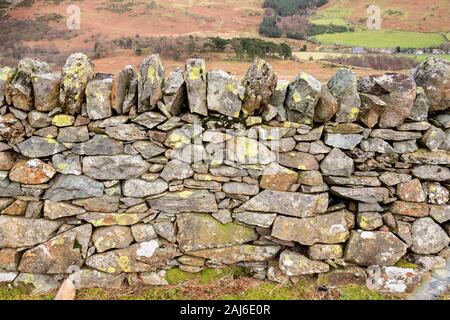 Drystone wall at Nant Ffrancon, Snowdonia, North Wales Stock Photo