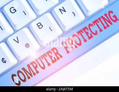 Text sign showing Computer Protecting. Business photo showcasing protecting computer against unauthorized intrusions Stock Photo