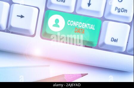 Handwriting text Confidential Data. Conceptual photo information that is not available to the general public Stock Photo